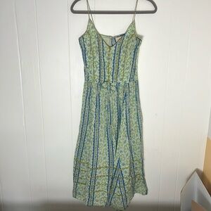 PLENTY‎ dress floral cotton summer Striped Fit & Flare Dress green blue Size 4